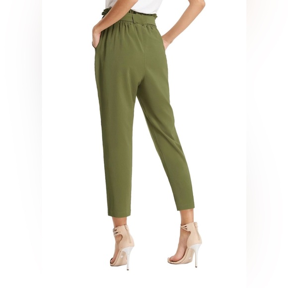 GRACE KARIN Women's Cropped Paper Bag Waist Pants with Pockets XL - Picture 3 of 3